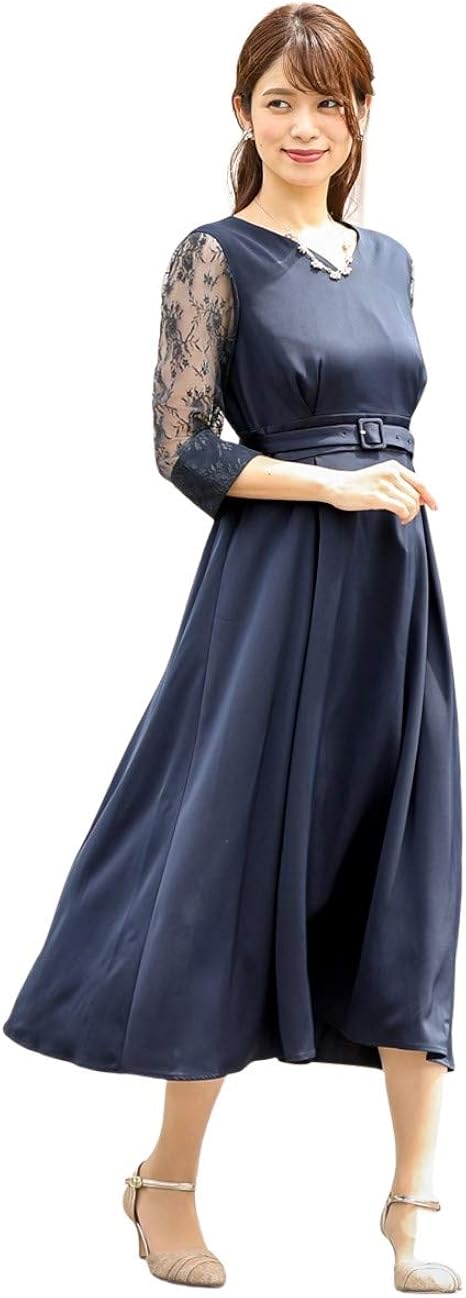 Amazon Nissen ニッセン パーティードレス ワンピースドレス 大きいサイズ 後ろ飾りボタンaラインワンピースドレス 結婚式 二次会 お呼ばれ セミフォーマル対応 大きいサイズ有 ワンピース チュニック 通販