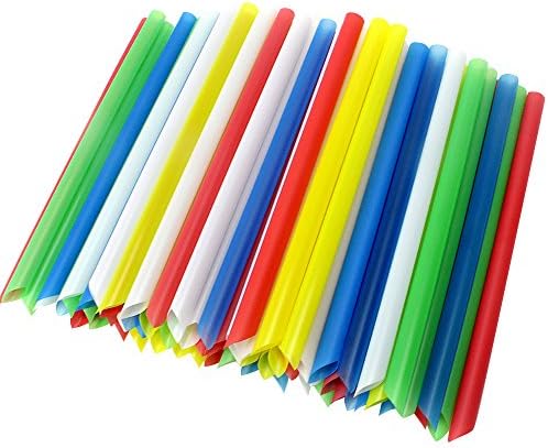 SERONLINE 200pcs Jumbo Smoothie Straw Colorful Straws, 5 Colors