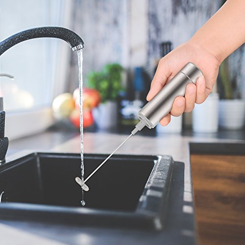 image for Handheld Milk Frother with 2 Spring Whisk Head Stand Brush Ninonly Ele
