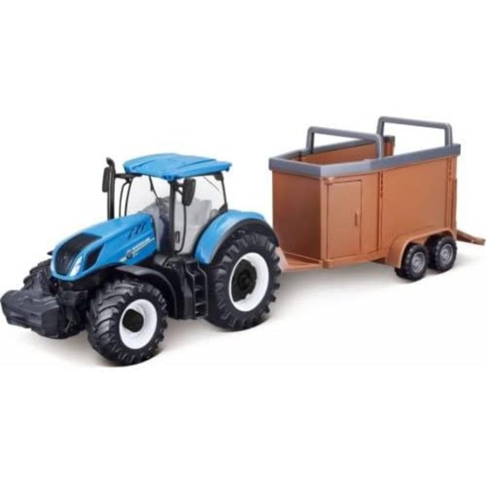 Bburago B18-31656 10CM New Holland T7.315 Tractor + Livestock Forwarder, Blue, one size