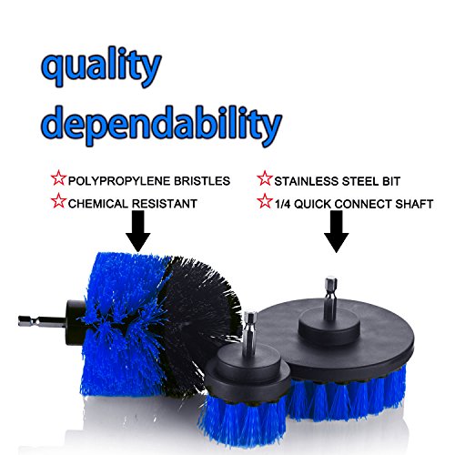 YIJINSHENG Medium Brush with Drill Attachment Scrubbing Brushes for Cleaning Car Tires,Carpet, kitchens,Bathrooms, Showers, Grout, Tile, Boats Power Scrubber Cleaning Multipurpose 3 pack Kit