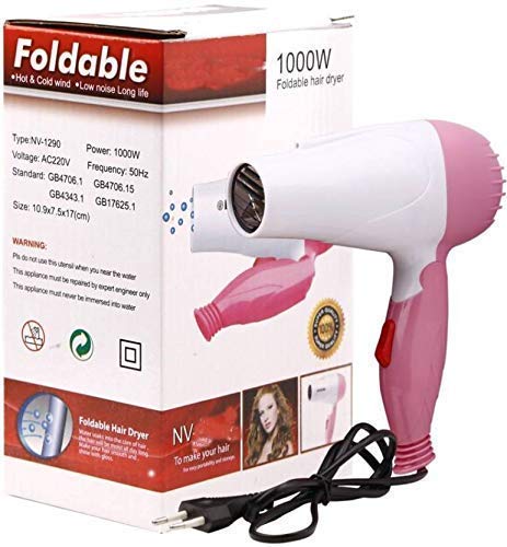 GJ Sale 1000 Watt Foldable Hair Dryer with 2 Speed Control for Women and Men