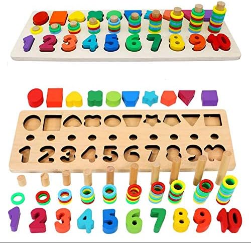Muyindo Montessori Wood Blocks Puzzle Board Set For Toddler Preschool Kids Learning Educational Toys For Number Counting Colours Stacking Shape Sorting Early Education Toy Buy Online At Best Price In Uae