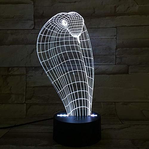 SFALHX 3D Night Light Snake Touch Button 3D Optical Illusion Table Desk Lamp7 Colours Flashing Touch Switch Bedroom Decoration Lighting for Kids Best Gift