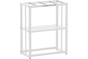 Akenow 20-29 Gallon Fish Tank Stand with Storage, Metal Aquarium Stand 24.8" x 9.3" x 29.8", Reptile Tank Stand,Turtle Tank,Weight Capacity 380lbs White