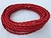 Red Cotton Cloth Covered Twisted Cord - 25' Antique Style Cloth Wire - 18 Gauge 2 Conductor - 18/2 Vintage Cloth Cord