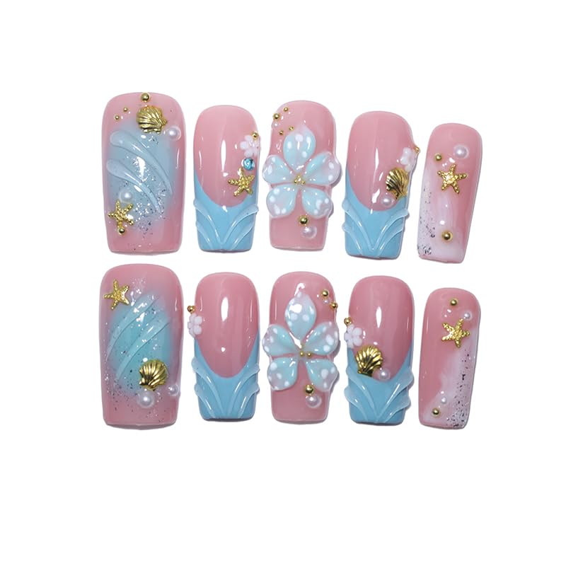 Handmade Long Square Press On Nails | Reusable & Salon Quality (O906, S) at Amazon