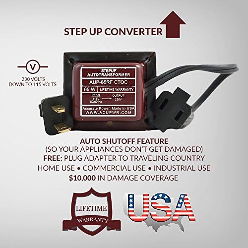 ACUPWR 65 Watt Travel Step Up Voltage Transformer Converter 110/120/220/240 V - CE Certified AU-65 USE ELECTRONICS FROM OTHER COUNTRIES IN THE USA - Travel size - Perfect for European, Asia electronics to use in USA/ Canada 72 In Long Power Cord [Lifetime Warranty Made with the Finest Materials in the USA]