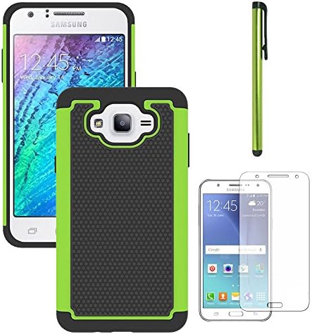 Telegaming Galaxy J7 Neo J701M /J7 Nxt J701F /J7 Core J701 Case, with Screen Protector, Dual Layer Armor Case Drop Protection TPU & Hard PC Back Cover for Samsung Galaxy J7 Neo /J7 Core Duos Green