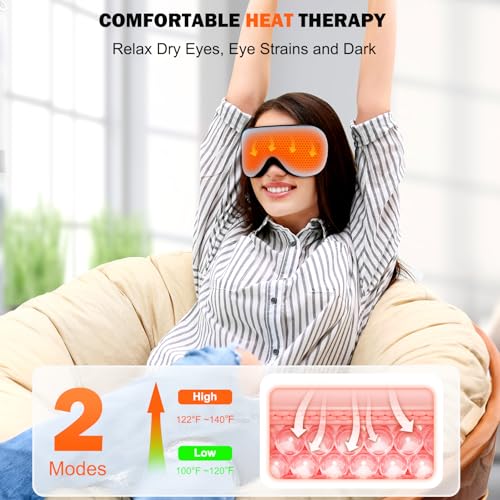 Fmlave Heated and Cooling Sleep Mask for Dry Eyes, Migraines, Electric Heated Eye Mask Improve Sleeping, Stye Eye Blepharitis Birthday Gifts for Women and Men (Blue)