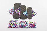 Charcoal Bamboo Reusable Cloth Menstrual Pads (6-Pack, Heavy)