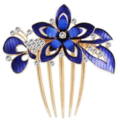Klaritta Royal Blue Butterfly And Flower Shiny Bridal Wedding Hair