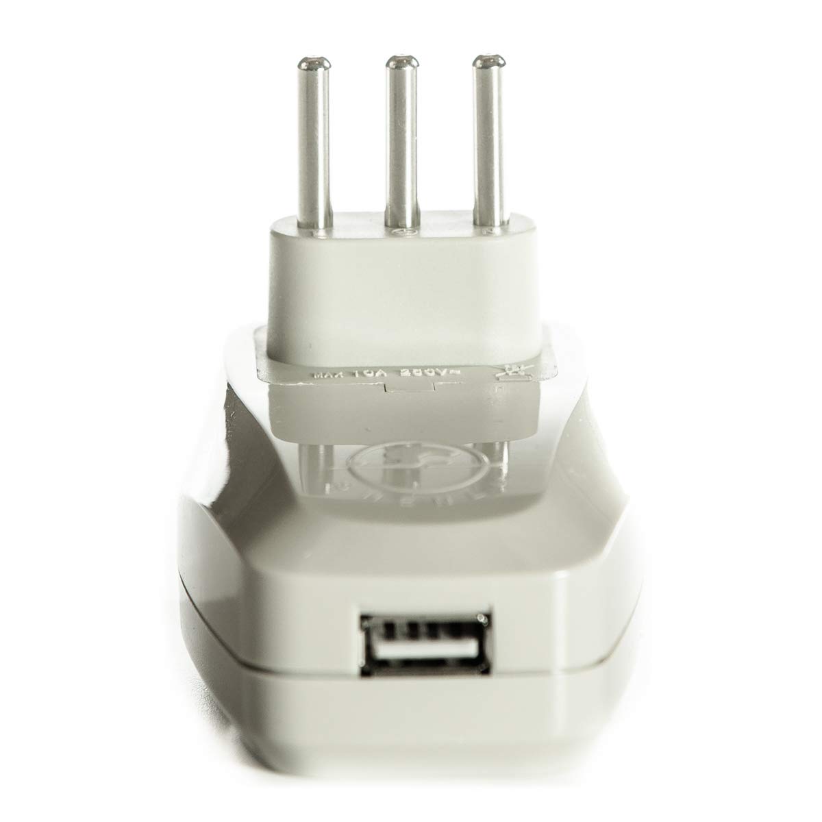 OREI 3 in 1 Italy Travel Adapter Plug with USB and Surge Protection - Grounded Type L - Italy & More - CE Certified - RoHS Compliant WPU-L-GN