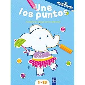 Une los puntos con adhesivos. Azul