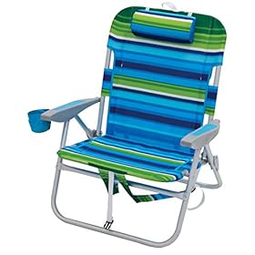 RIO beach Big Boy Folding 13 Inch High Seat Backpack Beach or Camping Chair, Green/Blue Stripe 51uMLXfr44L