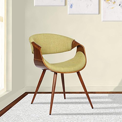 Armen Living Butterfly Dining Chair In Green Fabric And Walnut Wood Finish