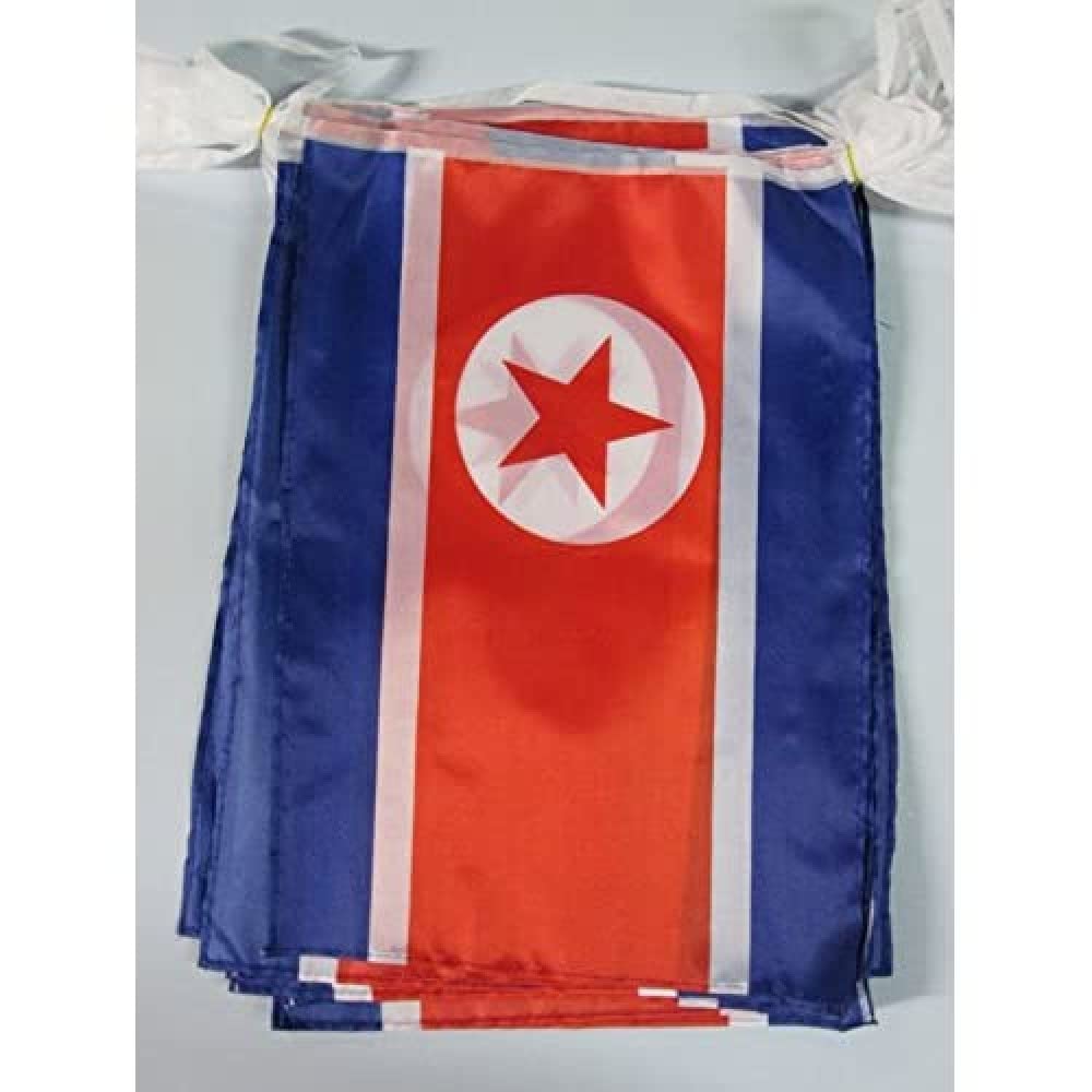 AZ FLAG - North Korea Bunting Flag - 40 Ft Garland with 20 North Korean Flags 18'' x 12'' - 100% Polyester String Pennant - 12 meters