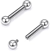 Gnznzko 16G-2G ASTM F136 Titanium Internally Threaded Nipple Tongue Rings Piercing Jewelry Straight Industrial Earring Barbell G23 Titanium Nipple Tongue Bars Piercing Jewelry for Women Men 12MM-40MM