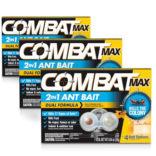 Combat Max 2 in 1 Ant Bait Station, 4 Count (Pack of 3)