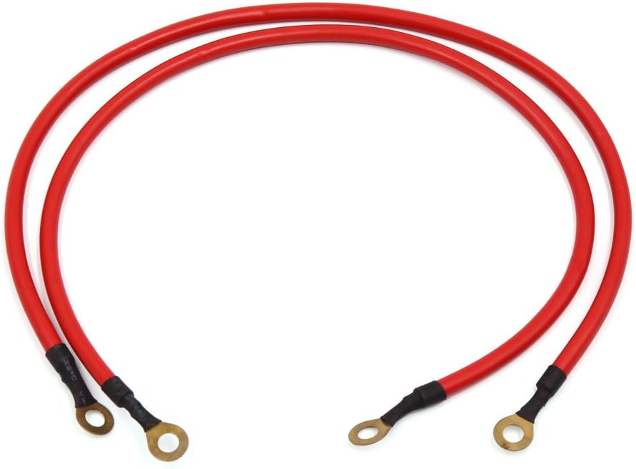 sourcingmap 2Pcs 45cm Red Car Battery Ground Wire Electric Stable