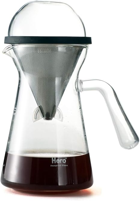 Amazon コーヒーサーバー コーヒードリッパー コーヒーポット ドリップサーバー ガラスポット 耐熱ガラスポット ステンレスフィルター 耐熱ガラス ガラスカップ付き 2層メッシュ360ml エコ環境に優しい ペーパーフィルター不要 シルバー ｓ コーヒーサーバー