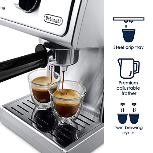 De'Longhi Bar Pump Espresso and Cappuccino Machine, 15", Stainless Steel Pricepulse