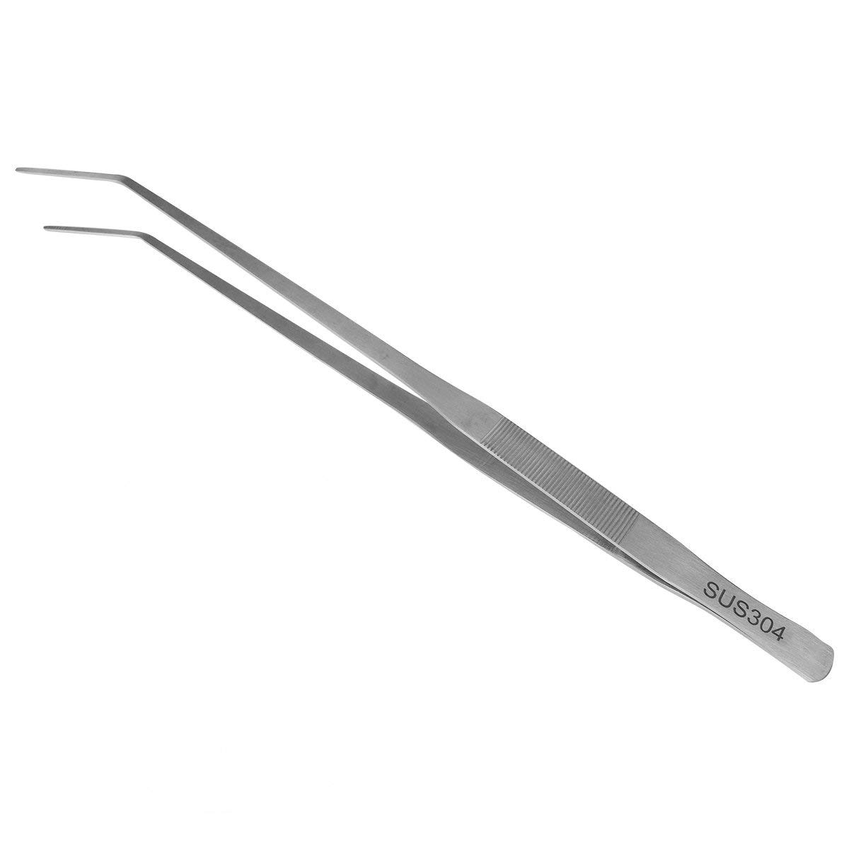 48cm Aquarium Curved Tweezers,18.9 Inch 304 Stainless Steel Extra Long Tongs for Fish Tank Aquatic Plants,Terrarium,Craft,Drains and Feeding Snake