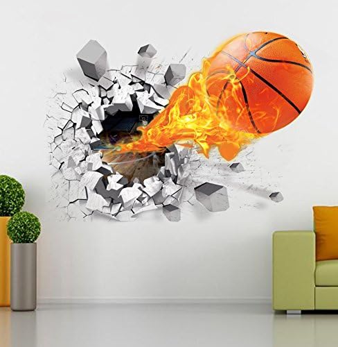 Skert,3D DIY Basketball Sports Wall Sticker Mural Home Decorative Wall Murals and Stick Armchair Background Decor Painting Wall Stick Pacl of 1