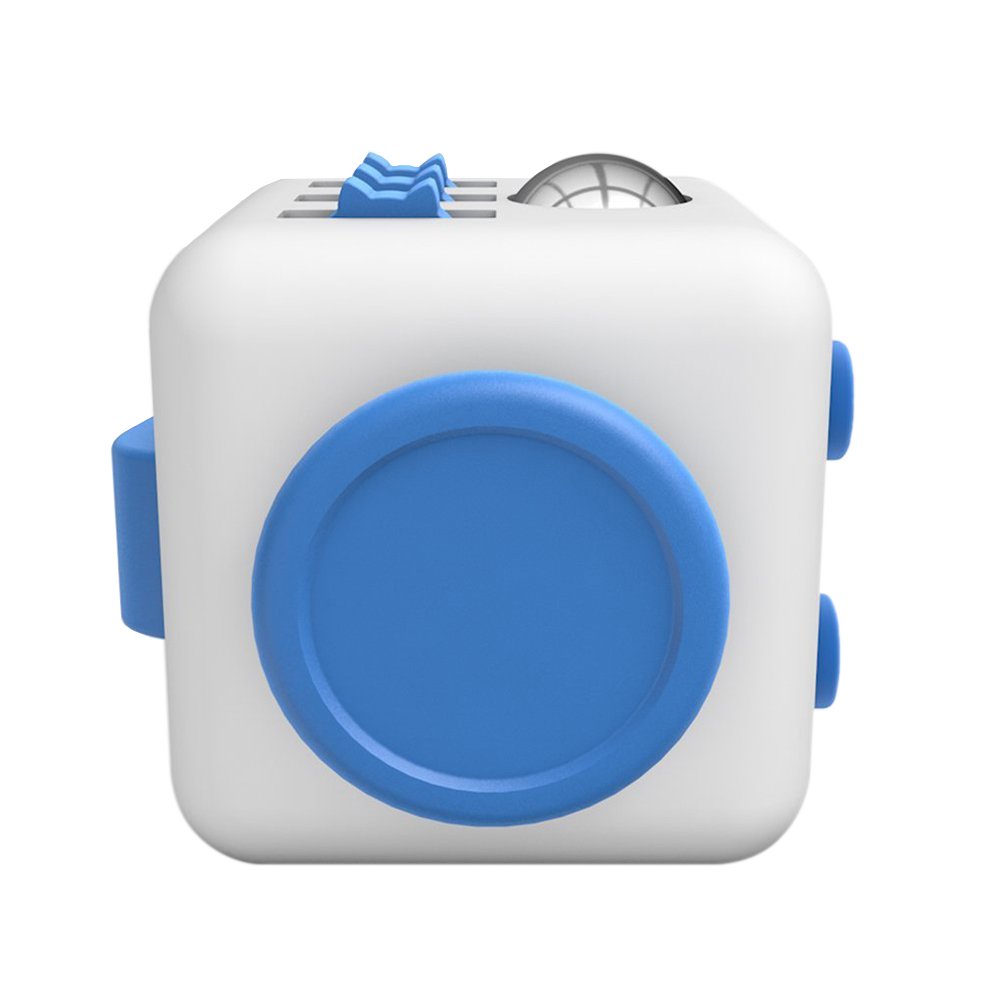 Lodabodkin Fidget Cube Relieves Stress and Anxiety for Children and Adults, Anxiety Attention Toy (White-blue)