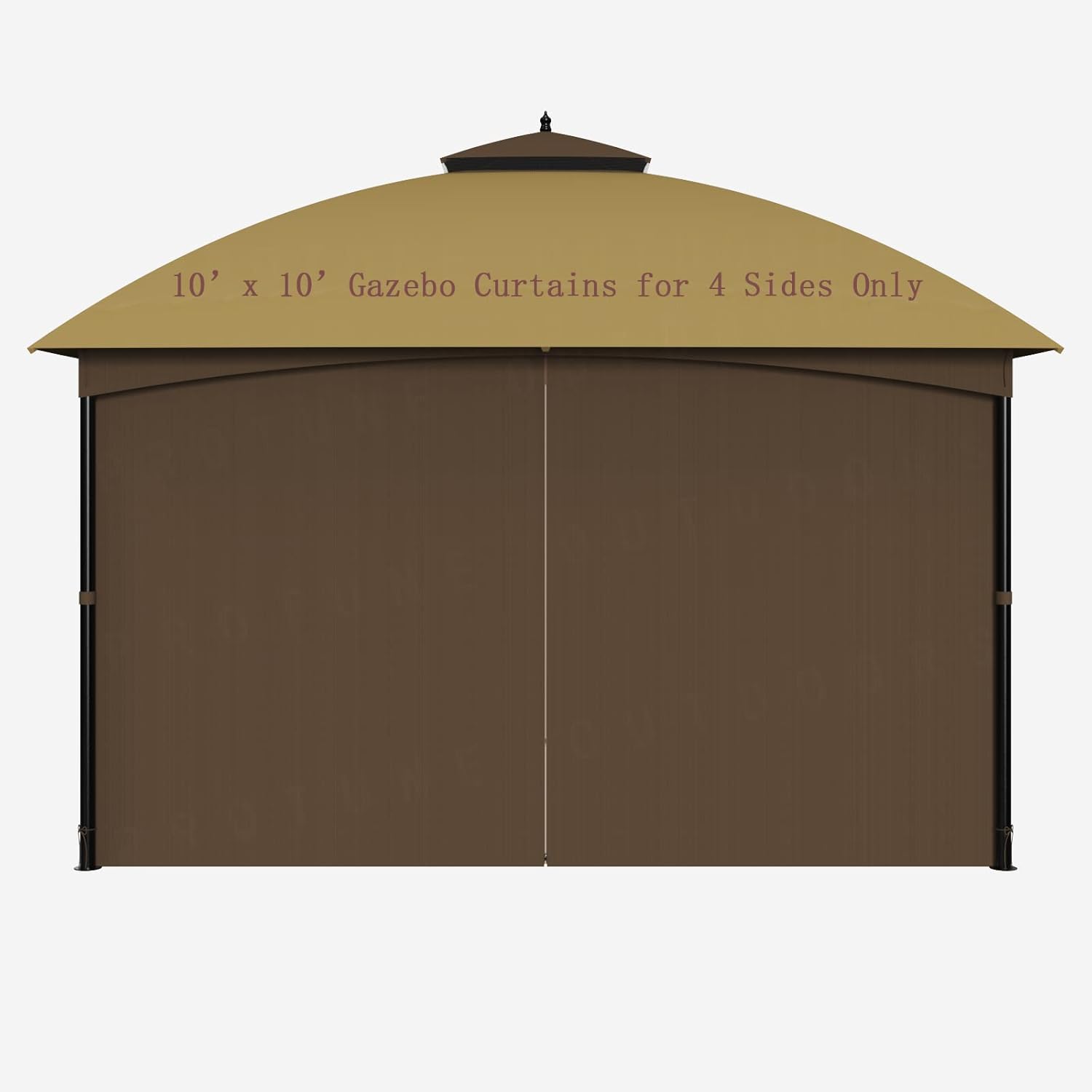 Outdoor Curtains - SunCula Replacement Gazebo Curtains Universal Privacy Shade Curtains 4-Panels sidewall with Zipper Outdoor Curtains (10'x10', Coffee, Only Curtains)