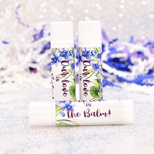 30 Lip Balm Labels Violet Purple Our Love is Balm Stickers, Floral Lip Balm Wrappers