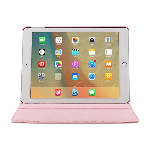 New iPad Pro 12.9 2017 Case,Dream Wings 360 Degrees Rotating Multi-Angle Viewing Stand Screen Protective Smart Case for Apple iPad Pro 12.9 inch 2017 Released Tablet (iPad Pro 12.9 2017, Pink)