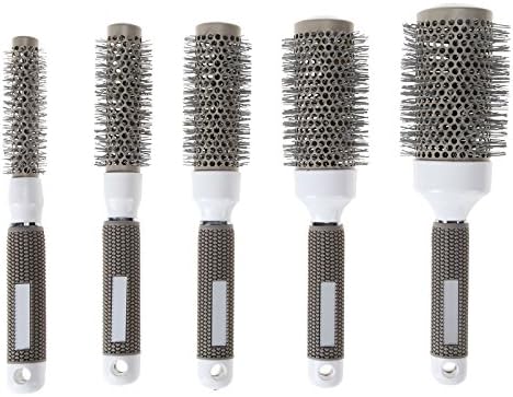 Bmakup 5 Sizes Gray Ionic High Temperature Resistant Round CombsIron Radial Brushes Curly Hairbrush Hair Salon Tool