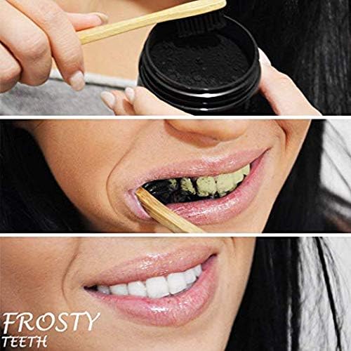Teeth Whitening Kit: Frosty Teeth 4 in 1 Activated Charcoal Teeth Whitening Powder, Bamboo Toothbrushes, Toothpaste, Coconut oil