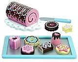 Childrens Wooden Play Pretend Food Set, Cakes & Cookies! Wood Play Set- Cakes & Cookies