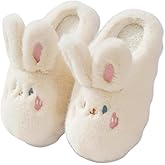 Uewidiod Women's Cute Rabbit Warm Plush Comfortable Indoor Anti slip Home Thick Sole Winter Soft Cotton Slippers