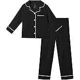BambooBud Kids Pajamas Bamboo Viscose Pajama Set, Unisex Boys Girls Long Sleeve Shirt and Pants Button Down Sleepwear 4T-12Y
