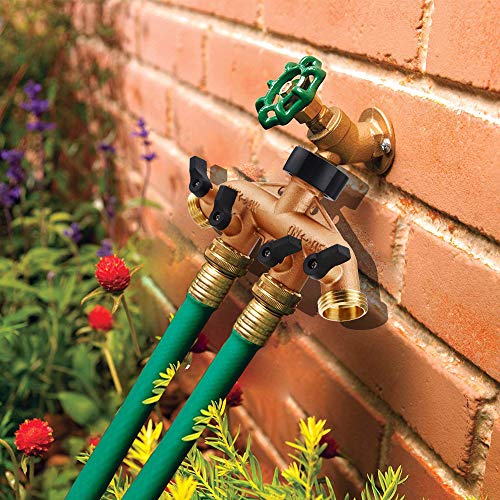 OneBom Hose Splitter 3/4 Inch, Solid Brass Pipe Connector,Garden Hose Distributor Heavy Duty (4 Way) - Thumbnail 4