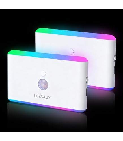 Motion Sensor Wall Light Set Of 2 – Rechargeable Battery-Powered Sconces, Wireless No-Hardwire, RGB Dimmable, Magnetic Mount For Hallway, Stairs, Bedroom & Bathroom
