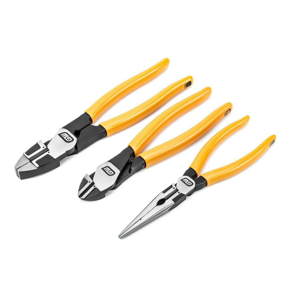 GearWrench 82202-06 Pitbull Electrician Plier Set Dipped Handle, 3 Piece