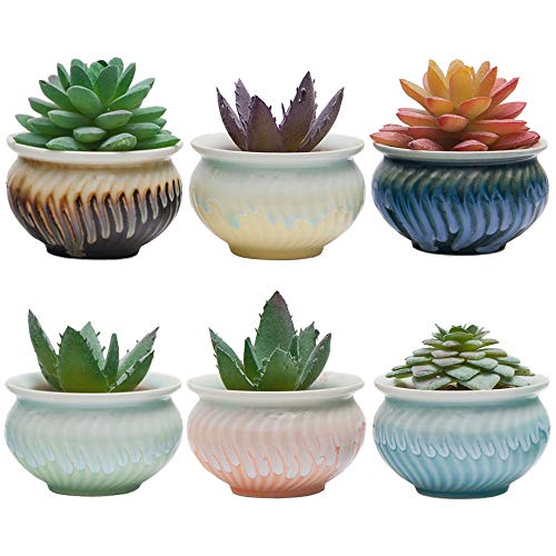 SUN-E 3.2 Inch Container Planter Ceramic New Modern Style Hexagonal Laze six Color Base Serial Set Succulent Plant Pot Cactus Plant Pot Flower Pot 6 in Set