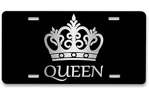Pehede License Plate Vintage Style Crown with Queen Aluminum Metal 6X12 Inch
