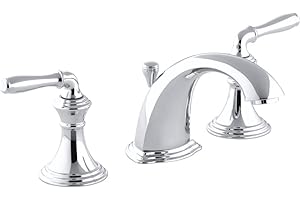 KOHLER Bathroom Faucet, Bathroom Sink Faucet, Devonshire Collection, 2-Handle Widespread Faucet with Metal Drain, Polished Chrome, K-394-4-CP