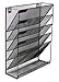 Executive Office Solutions Mesh Wall Mounted Hanging Document & File Organizer - 5 Compartment Vertical Magazine Rack & Mail Sorter/Holder Tray - Black (WF-1)