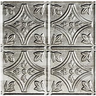 Fasade Traditional 1 Crosshatch Silver Lay In Ceiling Tile/Ceiling Panel - Fast and Easy Installation (12" X 12" Sample)