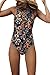 Viottis Women's Floral Print Lace-up V-Neck Pad One-Piece Swimsuit Monokini