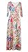 Afibi Womens Bohemian 3/4 Sleeve Faux Wrap Maxi Dress with Belt (Large, Design 4)
