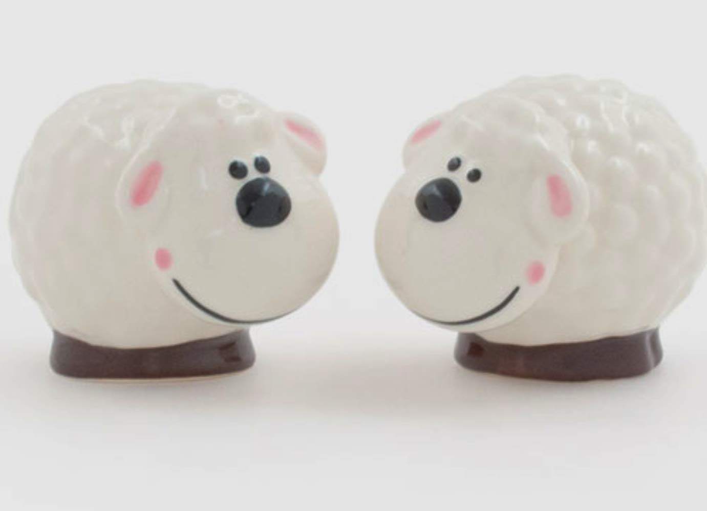 Pair of Sheep Salt & Pepper Shakers - Fun Ceramic Tableware Cruet Set - White and Black - 8 cm