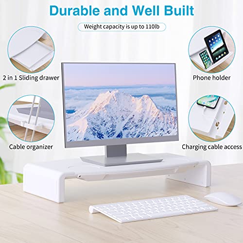 COKWEL Monitor Stand Riser，Monitor Stand Riser with Storage Drawer