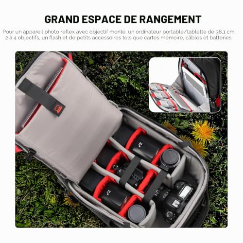 Neewer - 2 in 1 Camera Trolley Case - Durable and Waterproof - (Padded Shockproof Detachable Compartment, Hidden Pull Up Bar) Black